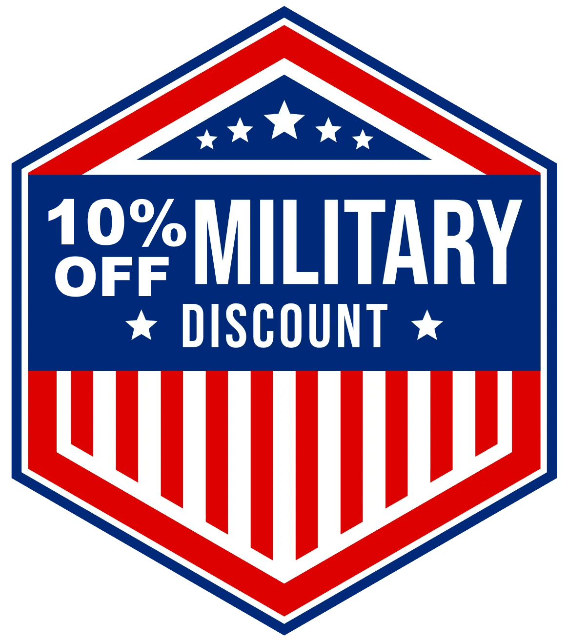 Ten percent military discount badge